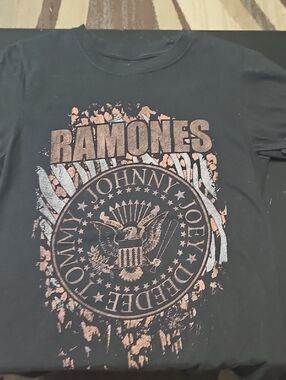 Ramones Black Short Sleeve Tee with Metallic Print